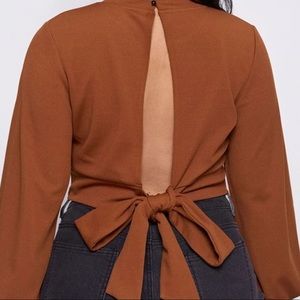 New rust open back crop top